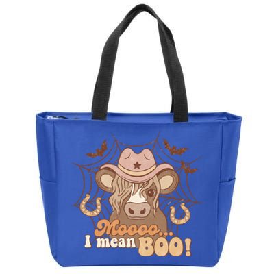 Moo I Mean Boo Ghost Cow Cow Hat Western Halloween Meaningful Gift Zip Tote Bag