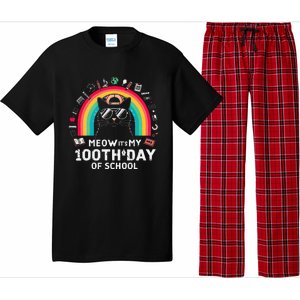 Meow Its My 100th Day Of School Rainbow Cute Kitten Cat Pajama Set