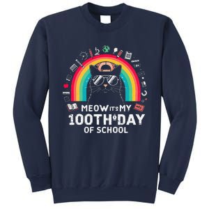 Meow Its My 100th Day Of School Rainbow Cute Kitten Cat Sweatshirt