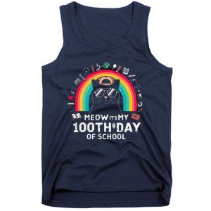 Meow Its My 100th Day Of School Rainbow Cute Kitten Cat Tank Top