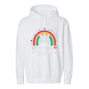 Meow Its My 100th Day Of School Rainbow Cute Kitten Cat Garment-Dyed Fleece Hoodie