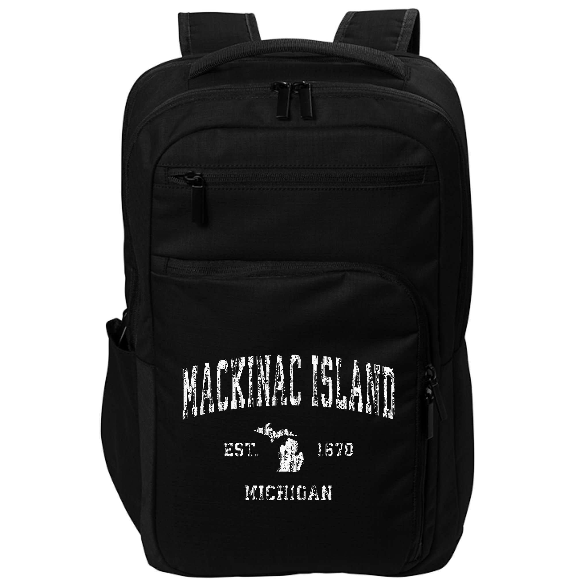 Mackinac Island Michigan Mi Vintage Athletic Sports Design Impact Tech Backpack