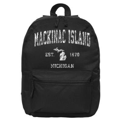 Mackinac Island Michigan Mi Vintage Athletic Sports Design 16 in Basic Backpack