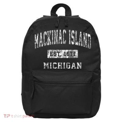 Mackinac Island Michigan Mi Vintage Established Sports 16 in Basic Backpack