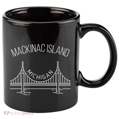 Mackinac Island Michigan With Bridge Weekend Travel 11oz C Handle Ceramic Mug