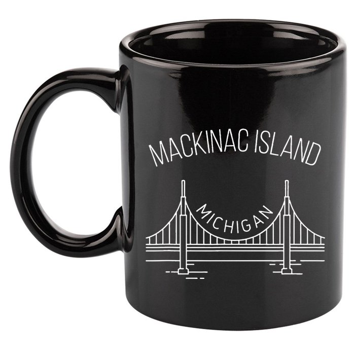 Mackinac Island Michigan With Bridge Weekend Travel 11oz C Handle Ceramic Mug