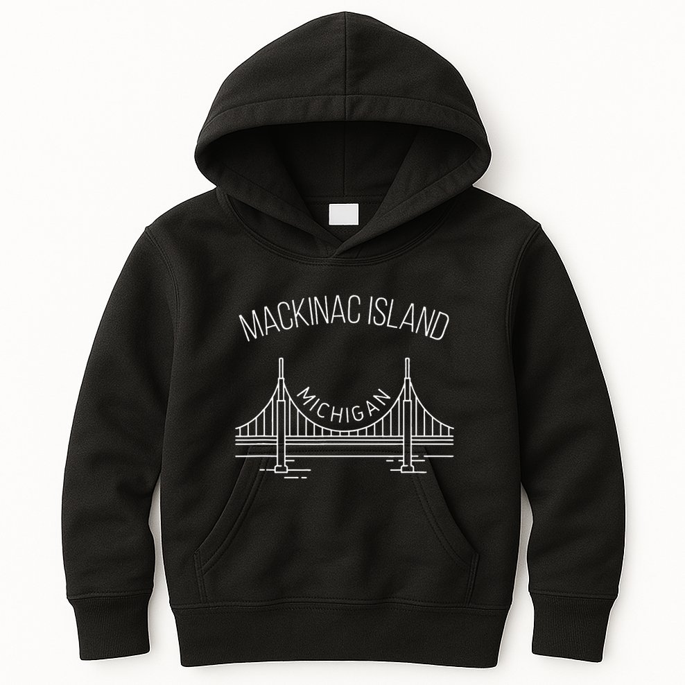 Mackinac Island Michigan With Bridge Weekend Travel Kids Hoodie
