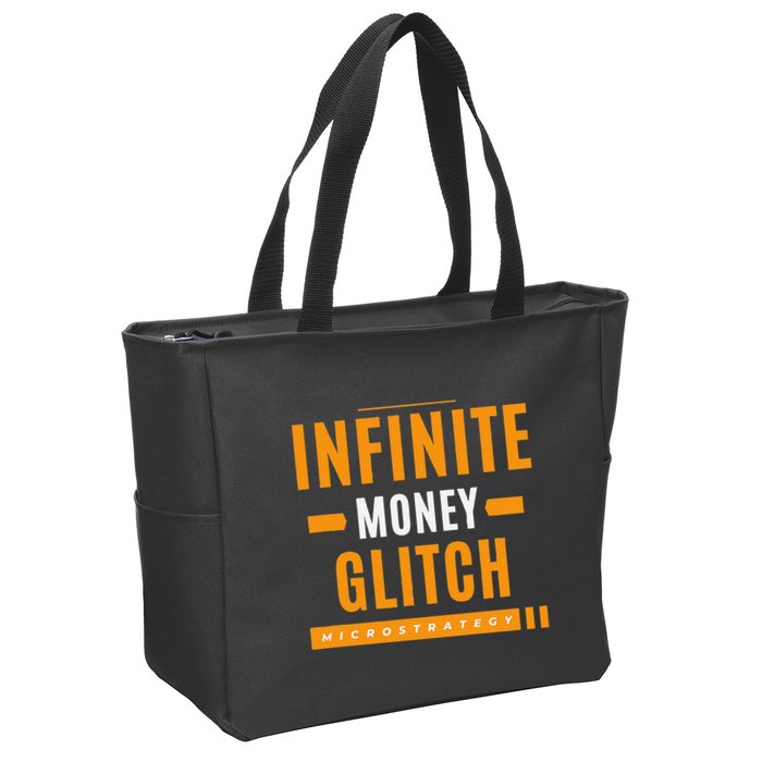 $Mstr Infinite Money Glitch Microstrategy Bitcoin Zip Tote Bag