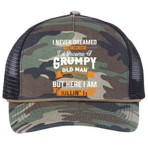 Mens I Never Dreamed That I'd Become A Grumpy Old Man Grandpa Retro Rope Trucker Hat Cap