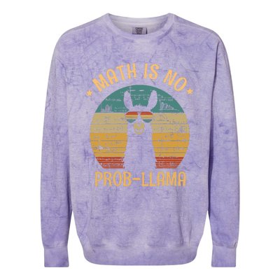 Math Is No Prob Llama Funny Teacher Colorblast Crewneck Sweatshirt