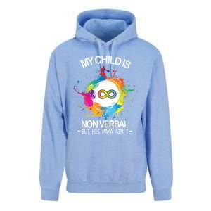 My Is Nongreat Giftverbal But His Mama Ain't Autism Mom Gift Unisex Surf Hoodie