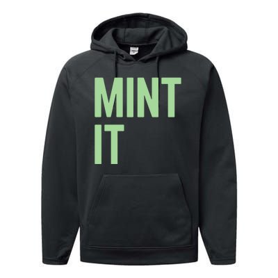 Mint It NFT Funny Crypto Currency Performance Fleece Hoodie