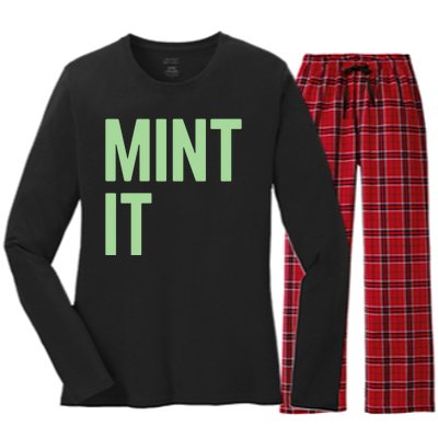 Mint It NFT Funny Crypto Currency Women's Long Sleeve Flannel Pajama Set 