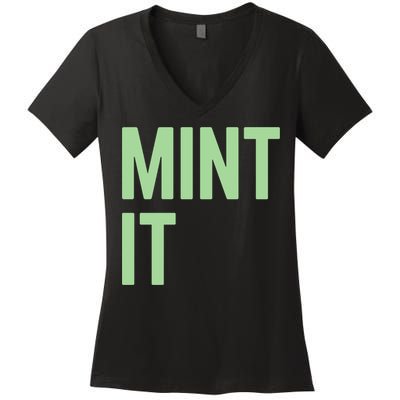 Mint It NFT Funny Crypto Currency Women's V-Neck T-Shirt