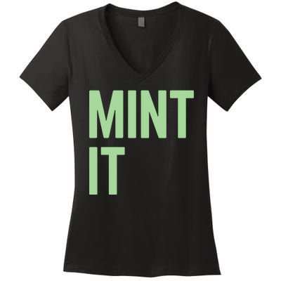 Mint It NFT Funny Crypto Currency Women's V-Neck T-Shirt