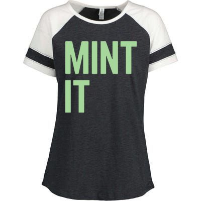 Mint It NFT Funny Crypto Currency Enza Ladies Jersey Colorblock Tee