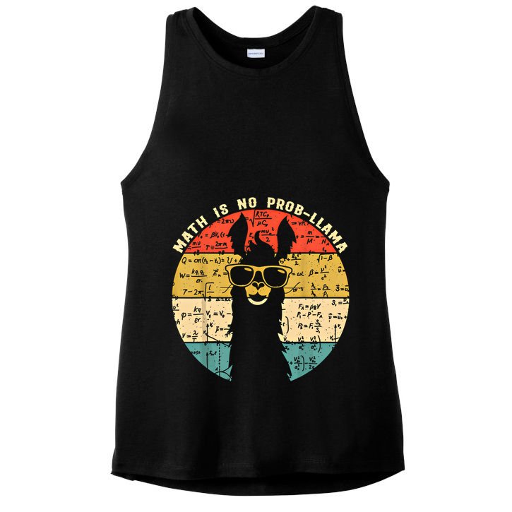 Math Is No Probllama Math Llama Teacher Graphic Plus Size Gift Ladies PosiCharge Tri-Blend Wicking Tank