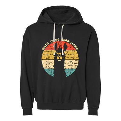 Math Is No Probllama Math Llama Teacher Graphic Plus Size Gift Garment-Dyed Fleece Hoodie