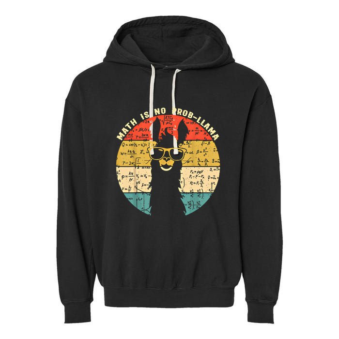 Math Is No Probllama Math Llama Teacher Graphic Plus Size Gift Garment-Dyed Fleece Hoodie
