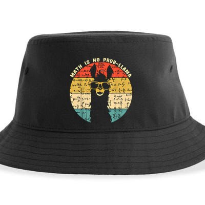 Math Is No Probllama Math Llama Teacher Graphic Plus Size Gift Sustainable Bucket Hat