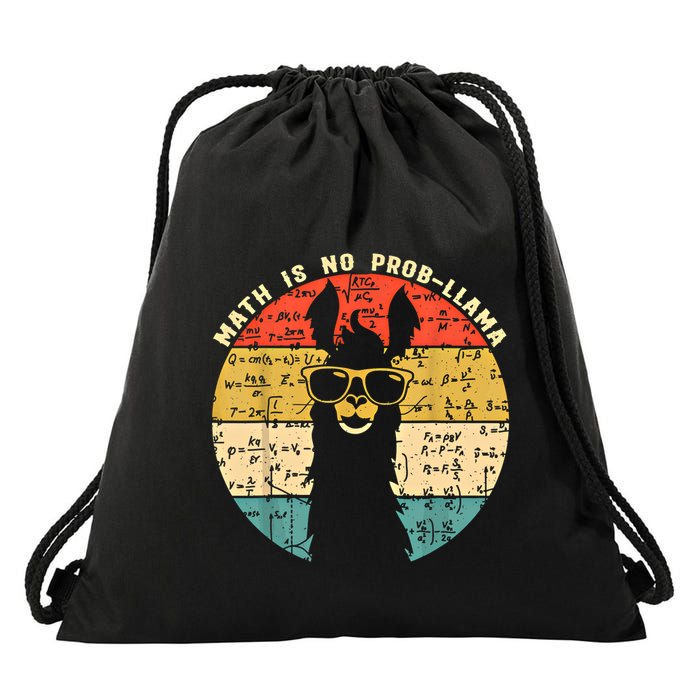 Math Is No Probllama Math Llama Teacher Graphic Plus Size Gift Drawstring Bag