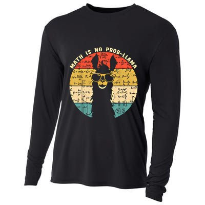 Math Is No Probllama Math Llama Teacher Graphic Plus Size Gift Cooling Performance Long Sleeve Crew