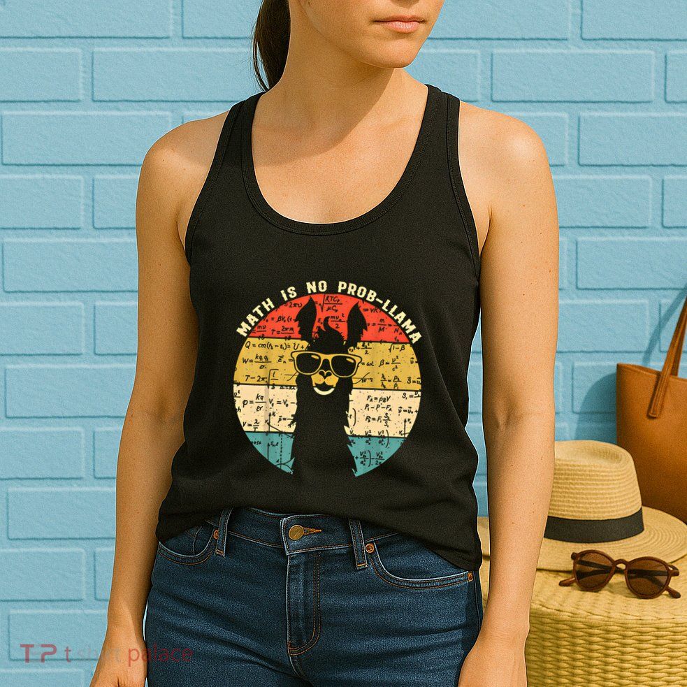 Math Is No Probllama Math Llama Teacher Graphic Plus Size Gift Womens Tank Top