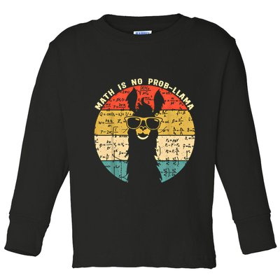 Math Is No Probllama Math Llama Teacher Graphic Plus Size Gift Toddler Long Sleeve Shirt