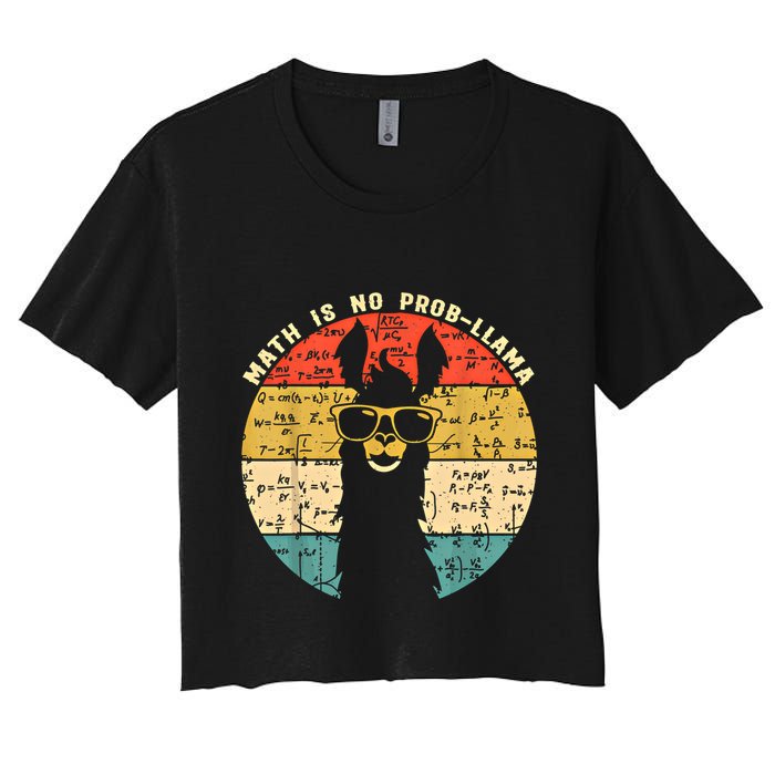 Math Is No Probllama Math Llama Teacher Graphic Plus Size Gift Crop Top