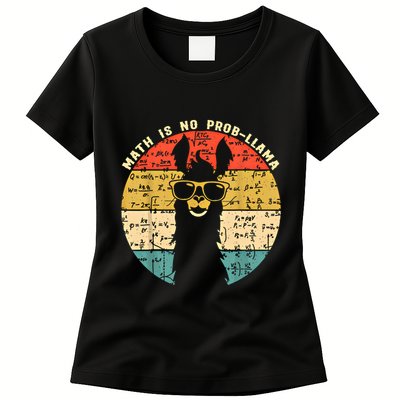 Math Is No Probllama Math Llama Teacher Graphic Plus Size Gift Womens T-Shirt