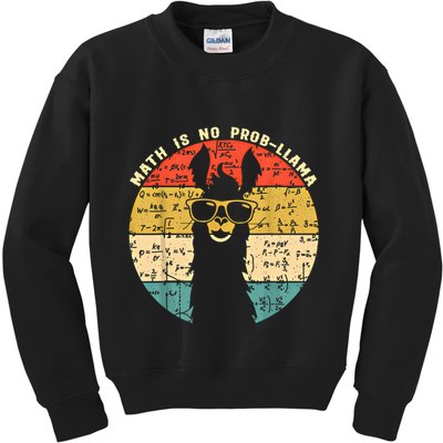 Math Is No Probllama Math Llama Teacher Graphic Plus Size Gift Kids Sweatshirt