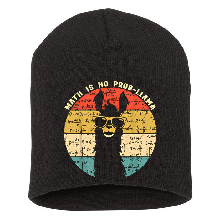 Math Is No Probllama Math Llama Teacher Graphic Plus Size Gift Short Acrylic Beanie