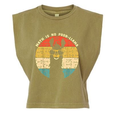Math Is No Probllama Math Llama Teacher Graphic Plus Size Gift Garment-Dyed Women's Muscle Tee