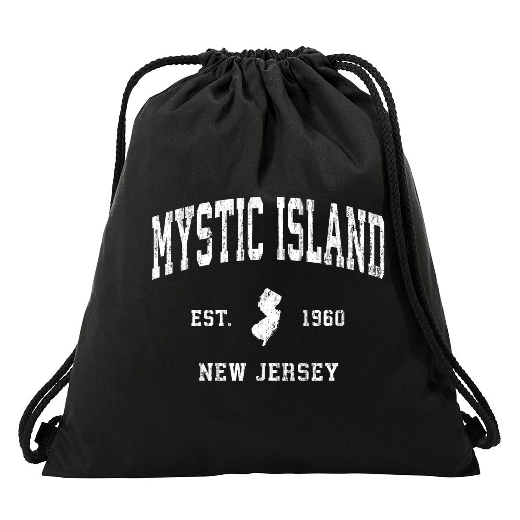 Mystic Island New Jersey Nj Vintage Athletic Sports Drawstring Bag