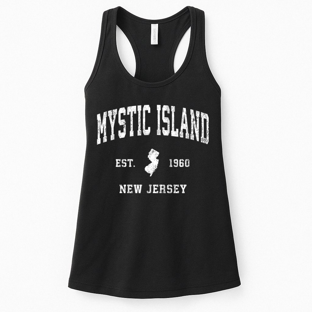 Mystic Island New Jersey Nj Vintage Athletic Sports Womens Tank Top