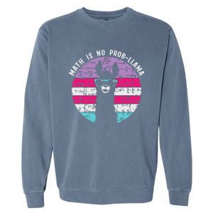 Math is No Prob-Llama Math Llama Teacher Garment-Dyed Sweatshirt