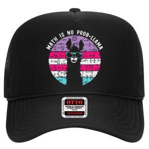 Math Is No Prob-Llama Teacher Student School Alpaca High Crown Mesh Back Trucker Hat