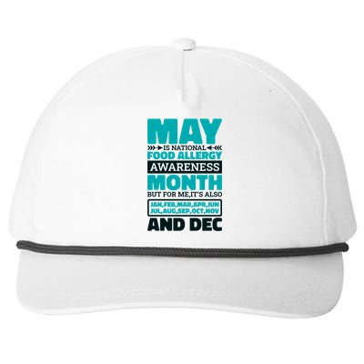 May Is National Food Allergy Awareness Month Food Allergies Gift Snapback Five-Panel Rope Hat