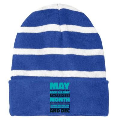 May Is National Food Allergy Awareness Month Food Allergies Gift Striped Beanie with Solid Band