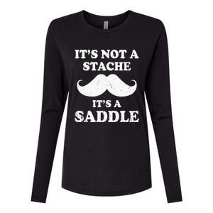 Mustache ItS Not A Stache ItS A Saddle Moustache Ride Womens Cotton Relaxed Long Sleeve T-Shirt