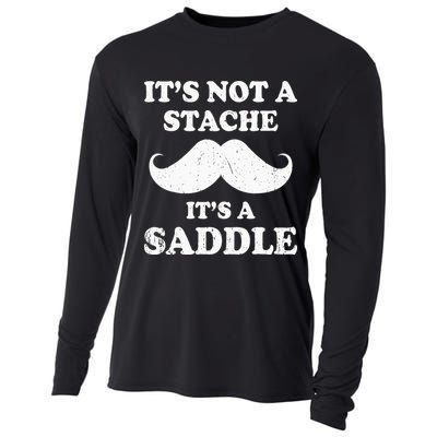 Mustache ItS Not A Stache ItS A Saddle Moustache Ride Cooling Performance Long Sleeve Crew