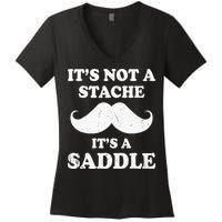 Mustache ItS Not A Stache ItS A Saddle Moustache Ride Women's V-Neck T-Shirt
