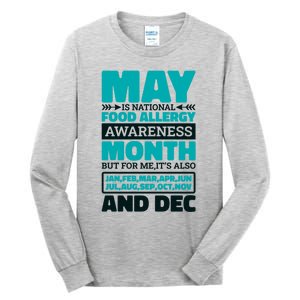 May Is National Food Allergy Awareness Month Food Allergies Gift Tall Long Sleeve T-Shirt