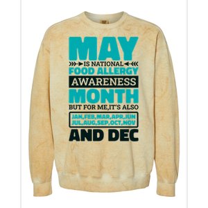 May Is National Food Allergy Awareness Month Food Allergies Gift Colorblast Crewneck Sweatshirt