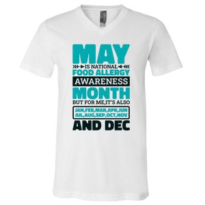 May Is National Food Allergy Awareness Month Food Allergies Gift V-Neck T-Shirt