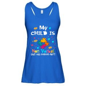 My Is Nonverbal But His Mama Autism Quote Awareness Gift Ladies Essential Flowy Tank