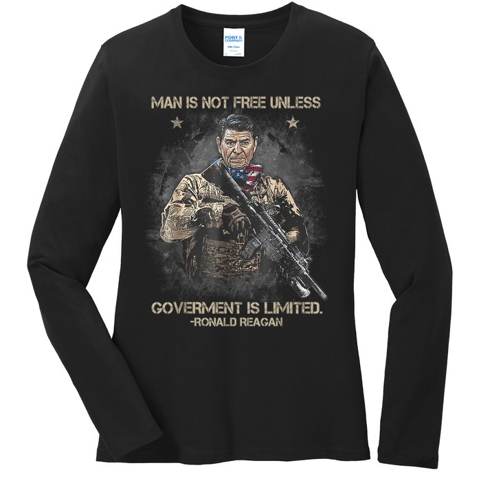 Man Is Not Free Unless Government Is Limited Ladies Long Sleeve Shirt