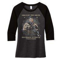 Man Is Not Free Unless Government Is Limited Women's Tri-Blend 3/4-Sleeve Raglan Shirt