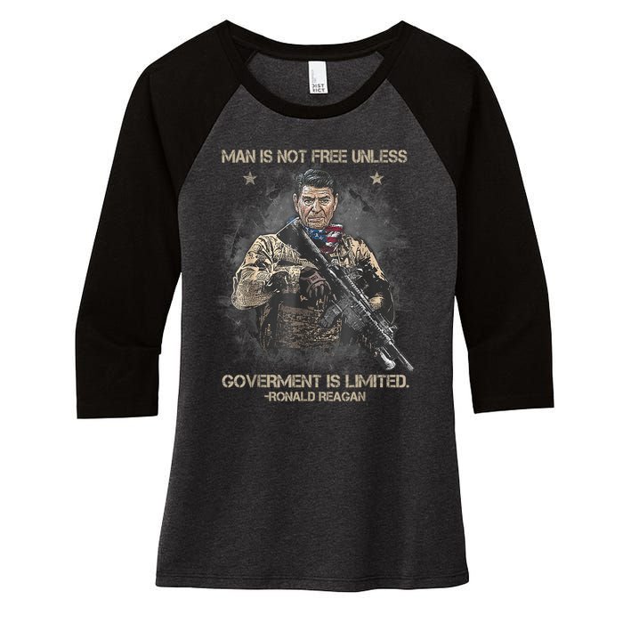 Man Is Not Free Unless Government Is Limited Women's Tri-Blend 3/4-Sleeve Raglan Shirt