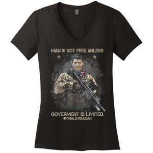 Man Is Not Free Unless Government Is Limited Women's V-Neck T-Shirt